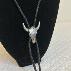 Vintage Bolo Handmade Southwestern Style Bull Cattle Ties Silver Hardware Neck